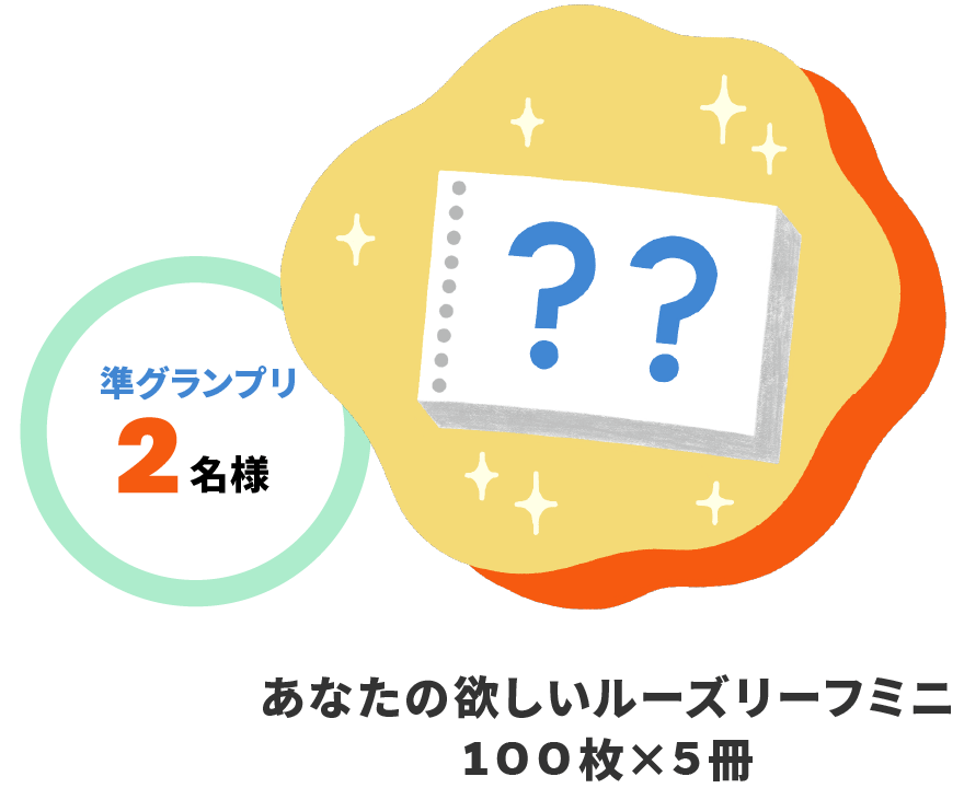 準グランプリ 2名様 あなたの欲しいルーズリーフミニ 100枚×5冊