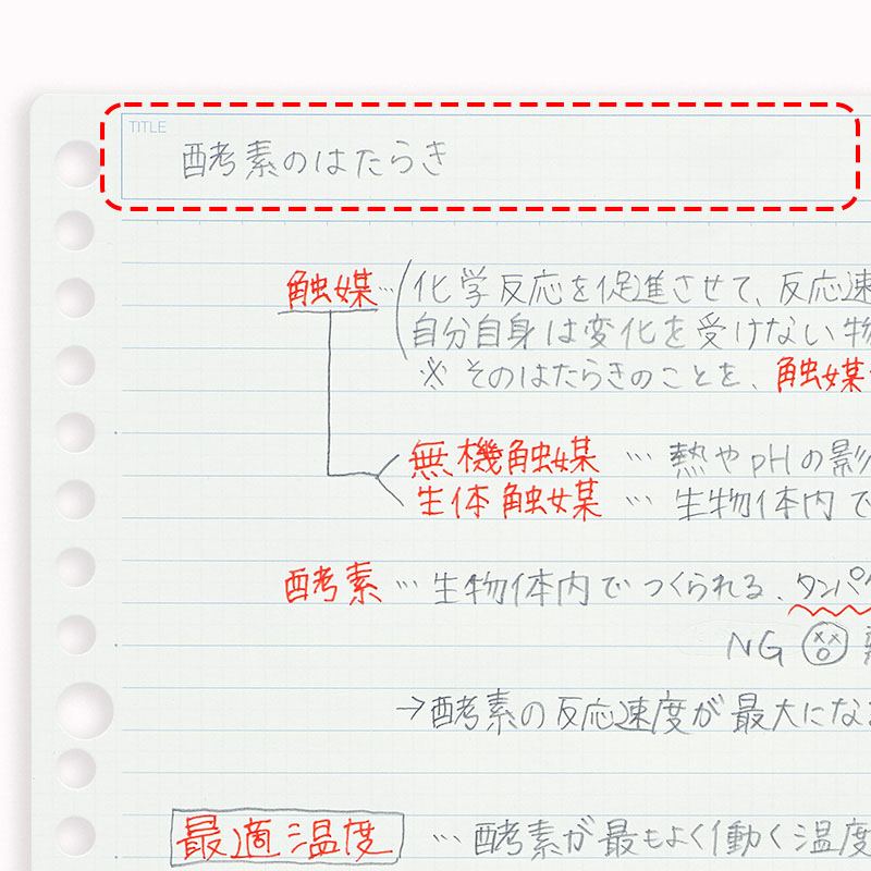 タイトルやページ番号を記入できる欄