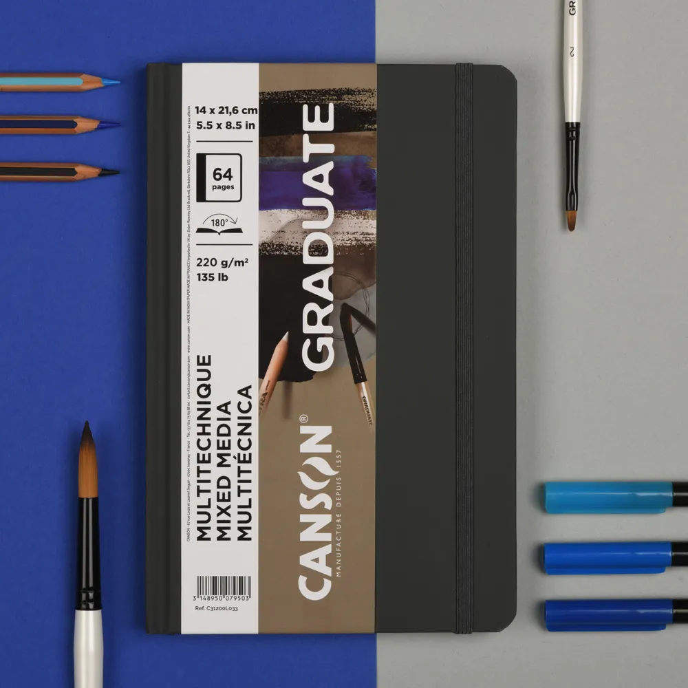 グラジュエイトブック　ミックスメディア　グレーペーパー　＜A5変型＞