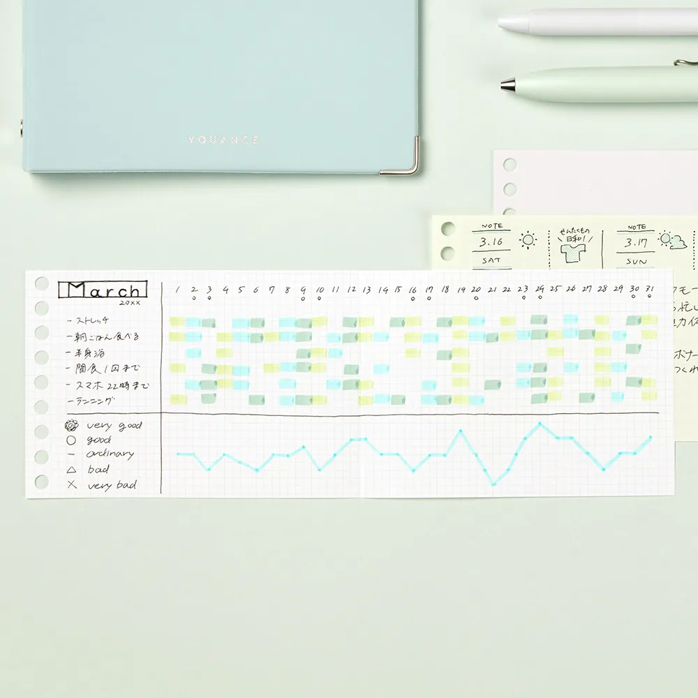 書きやすいルーズリーフミニ　ワイド　3㎜方眼罫