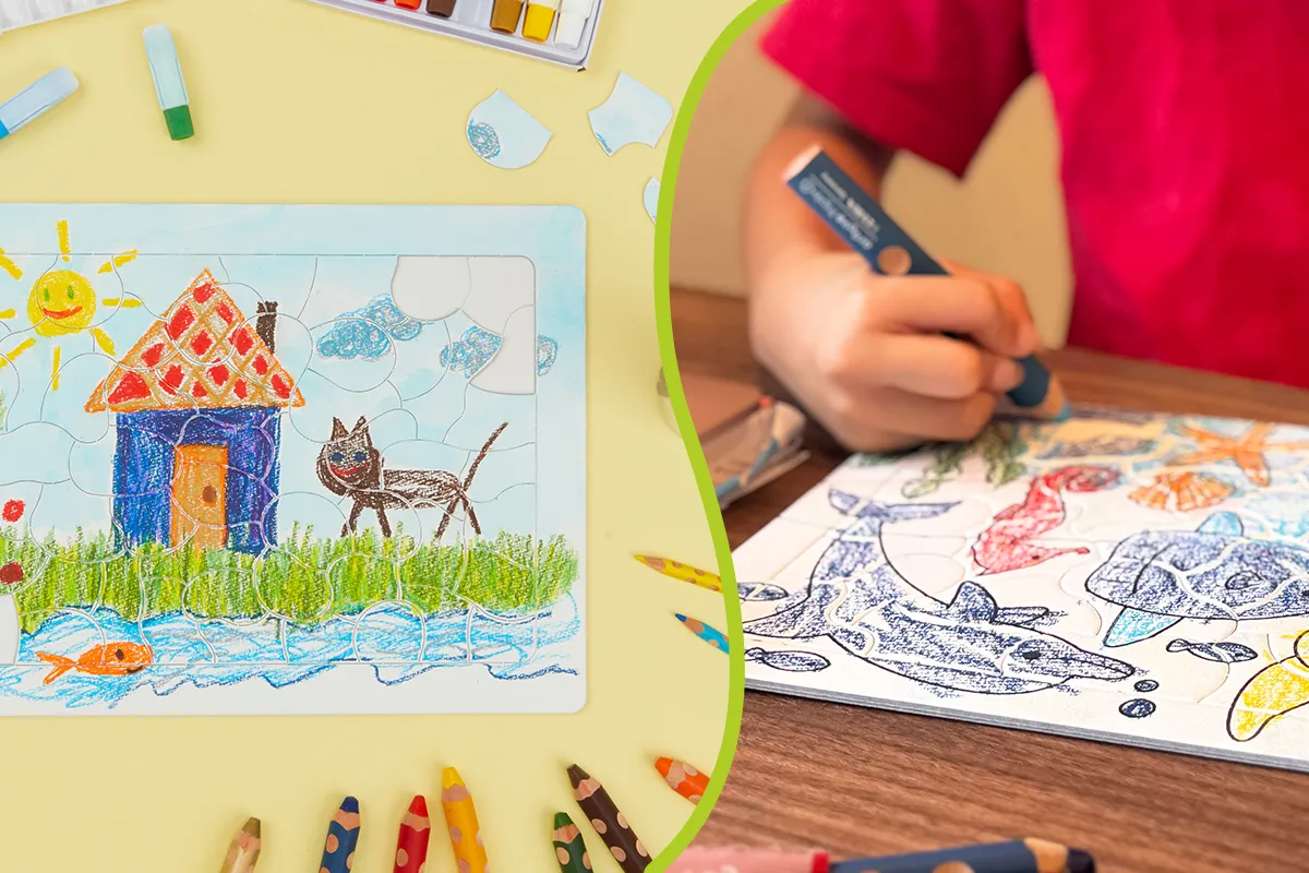 おえかきとパズルが一緒に楽しめる！ 図案スケッチブックの画用紙でできた 『おえかきパズル』新発売