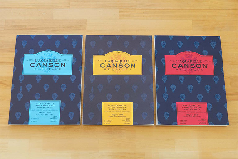 水彩紙スケッチブック『キャンソン・ヘリテージ』！まずは3種類の紙肌  を比較してみよう